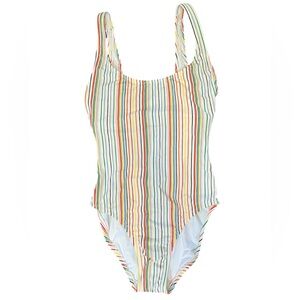 Madewell Second Wave Tank One-Piece Swimsuit in Rainbow Stripe NWOT